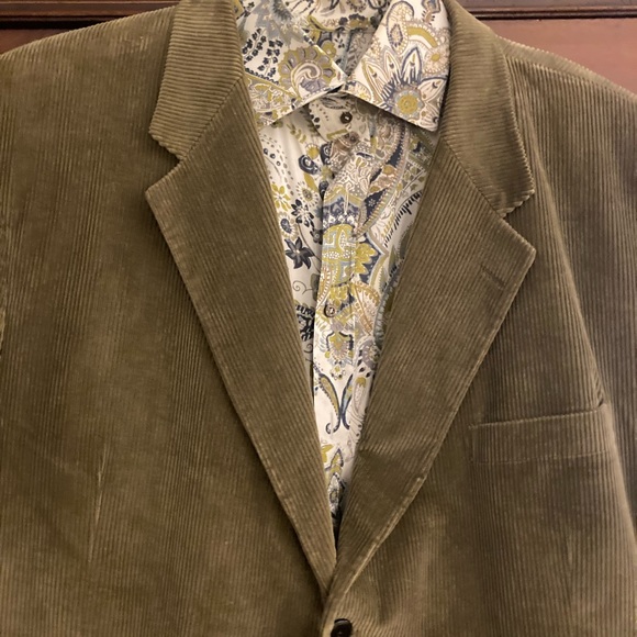 Stafford mens sage green corduroy button jacket 3 front pockets interior pockets - Picture 9 of 9
